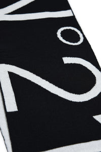 Bufanda negra de mezcla de lana con logotipo