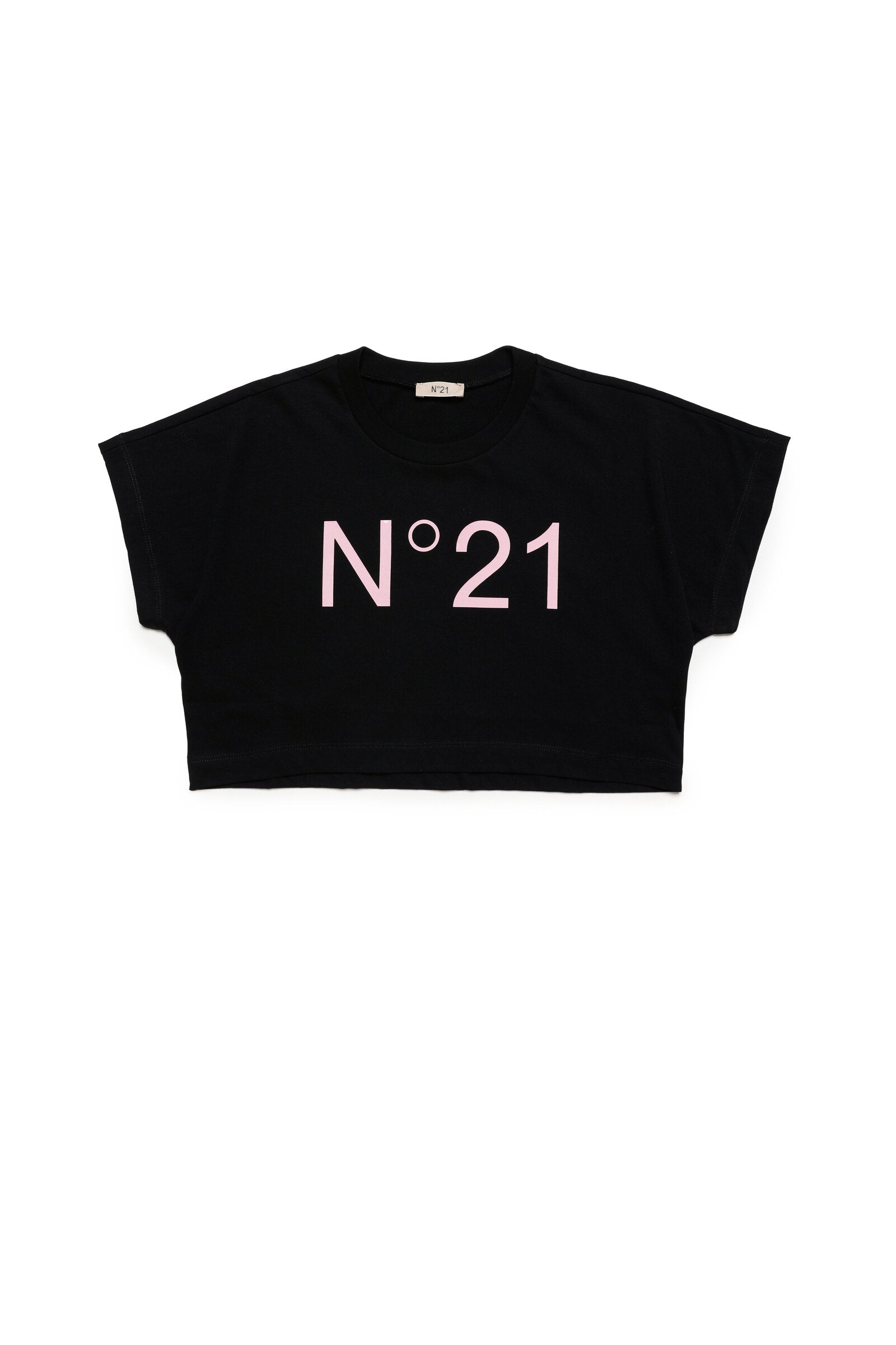 Cropped crew-neck jersey T-shirt with logo