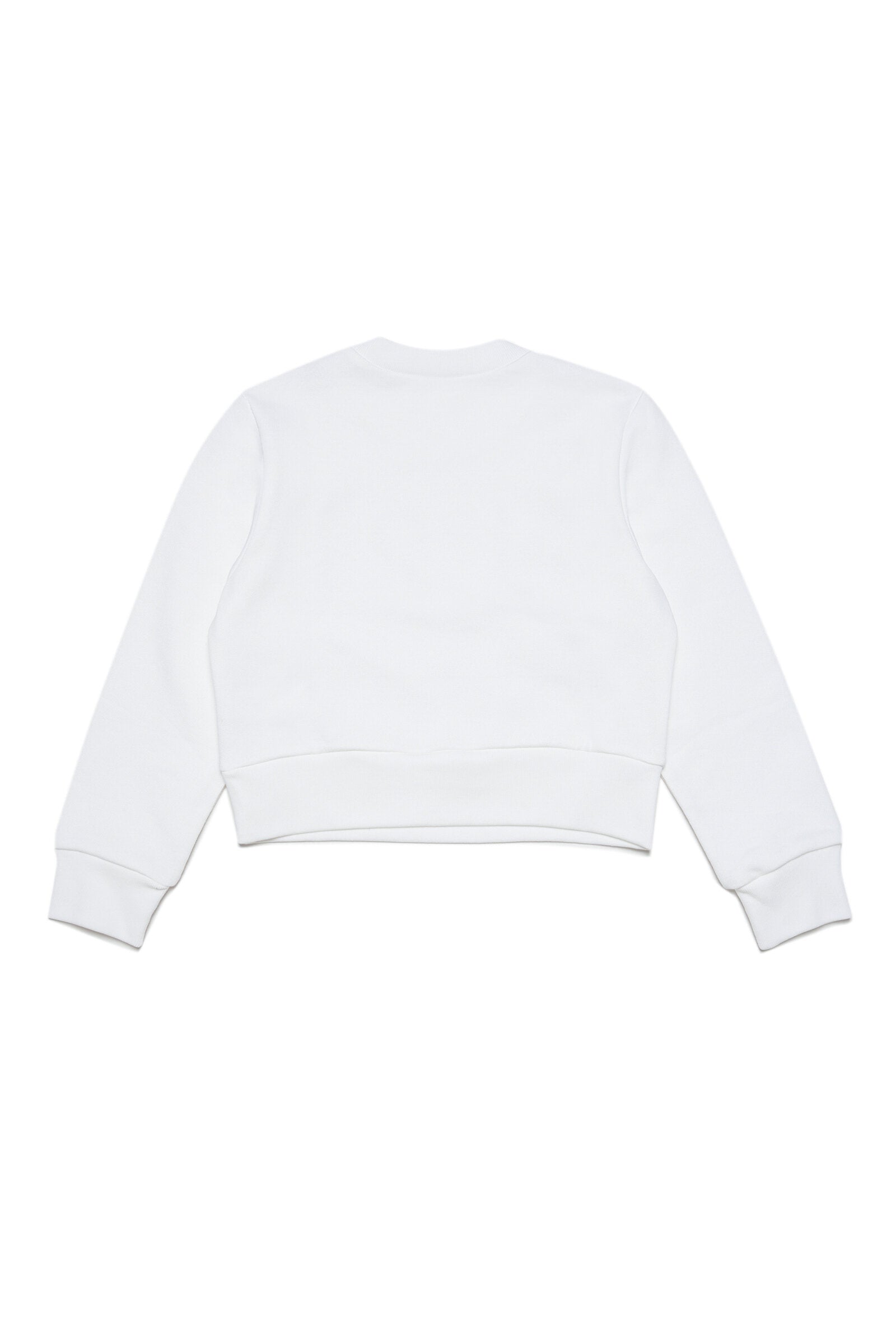 White cotton crew-neck sweatshirt with logo