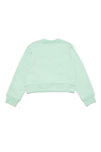 Mint green crew-neck cotton sweatshirt with logo