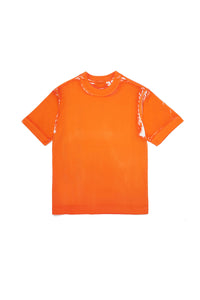 Fluo orange jersey t-shirt with skate print