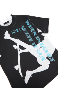Black jersey t-shirt with skate print