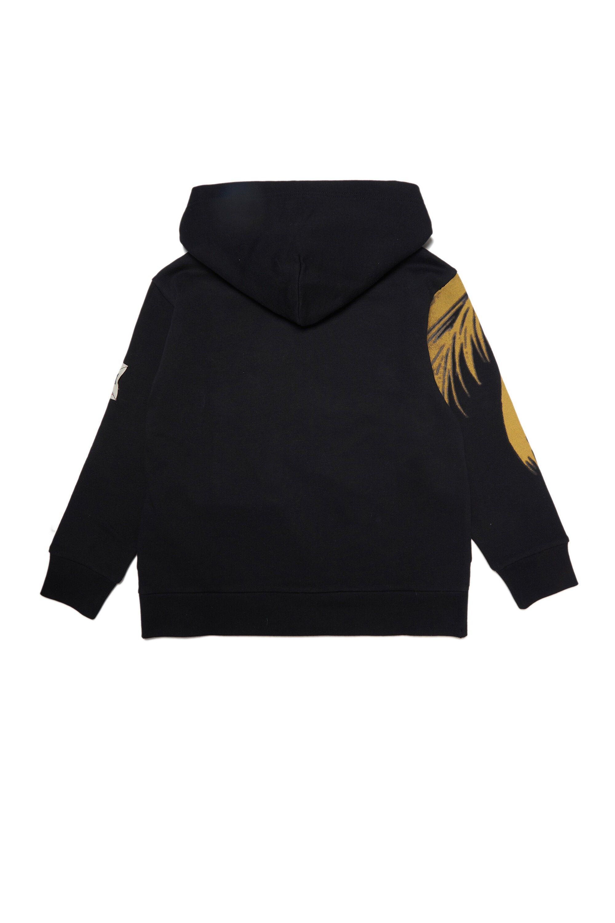 Black cotton hooded sweatshirt with zip and Summer print