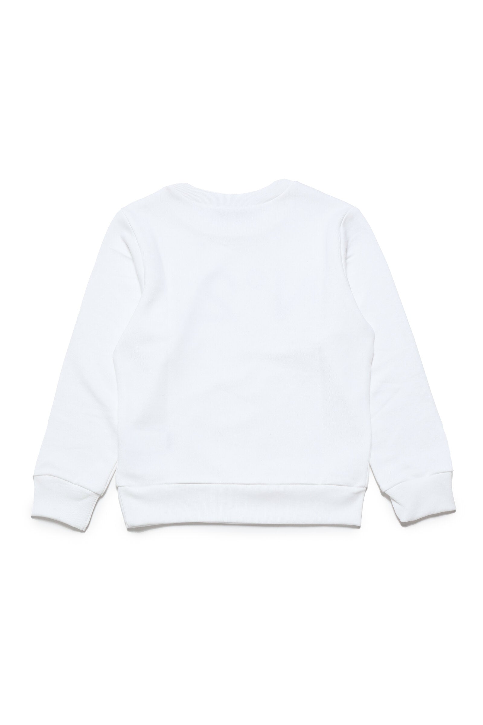 White cotton crew-neck sweatshirt with logo