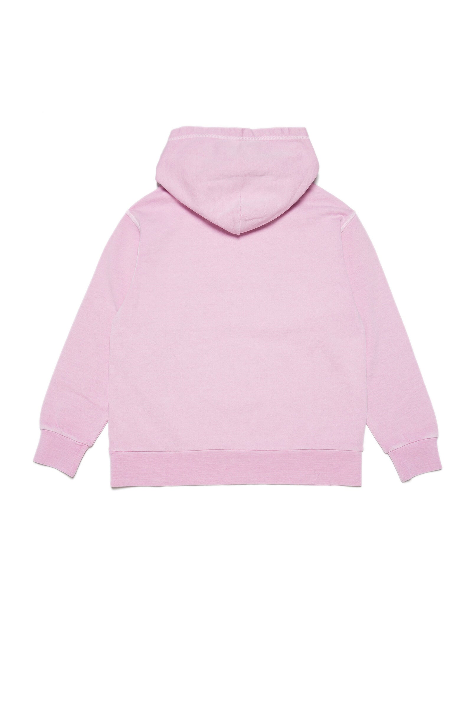 Pink vintage-effect hooded sweatshirt with textured logo