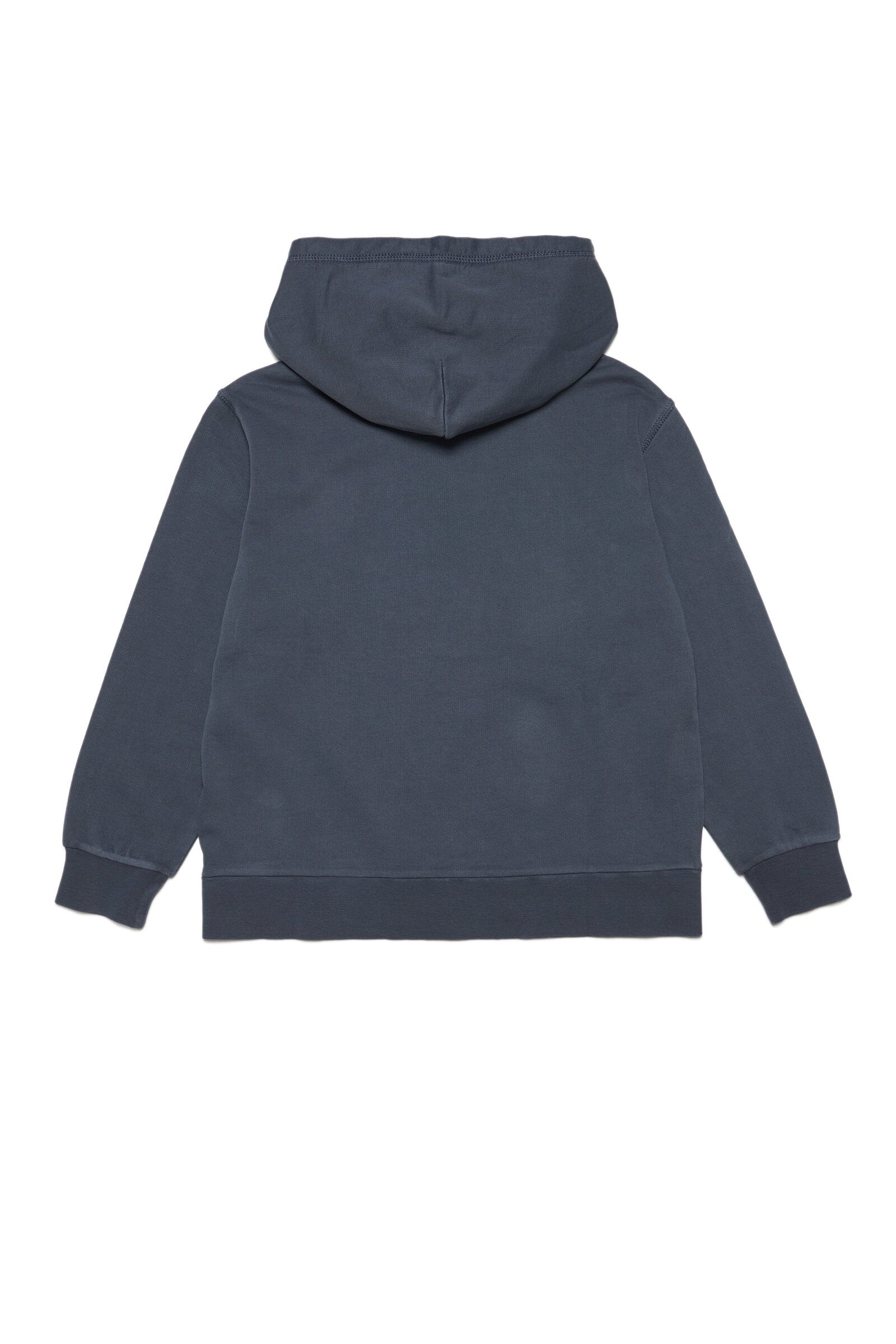 Grey vintage-effect hooded sweatshirt with textured logo