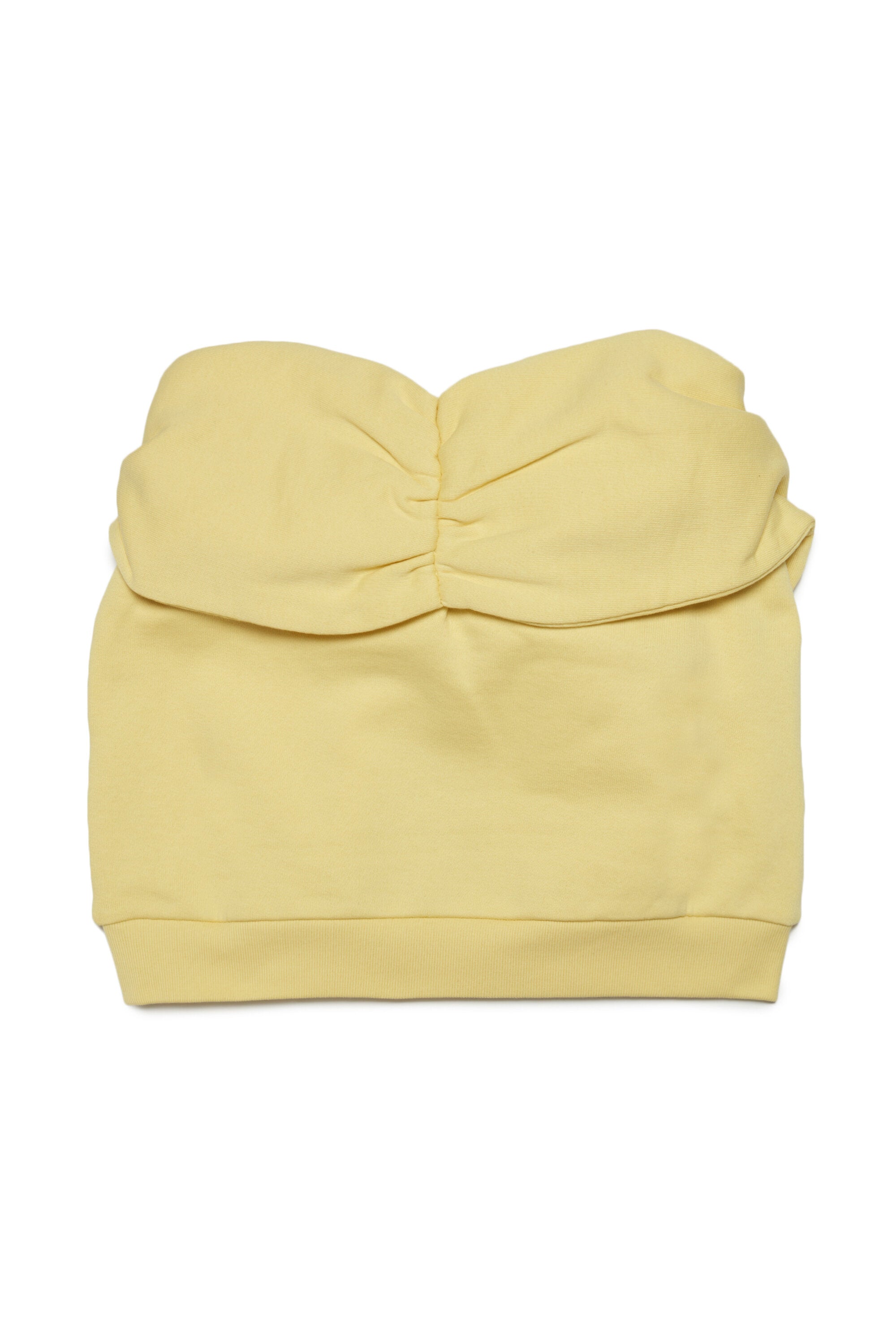 Yellow fleece skirt with elastic waistband and knotting