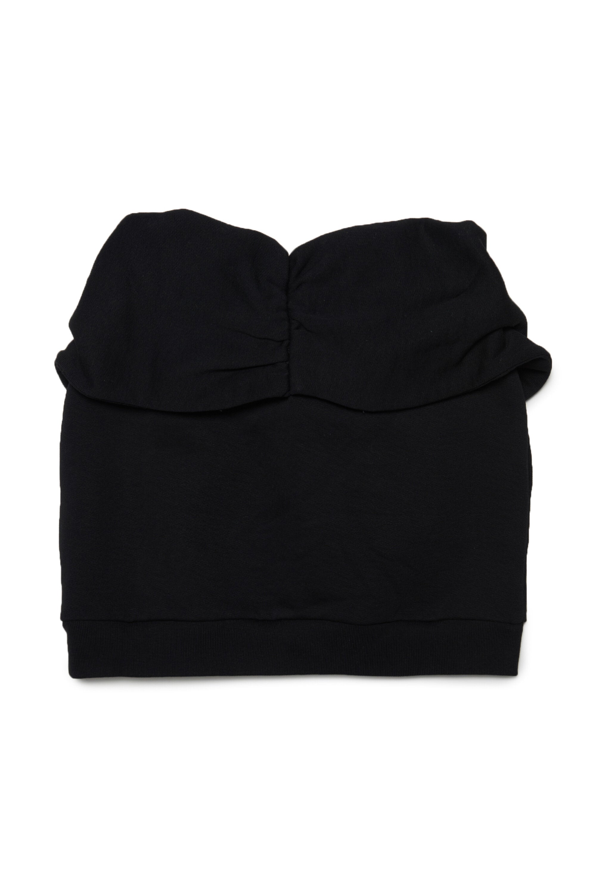 Black fleece skirt with elastic waistband and knotting