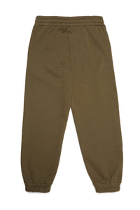 Green fleece trousers with sectioned logo