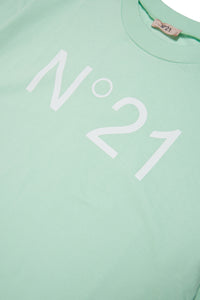 Mint green jersey maxi t-shirt cover-up with logo