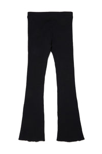 Black bootcut leggings in ribbed stretch cotton