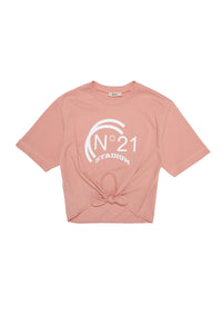 Antique pink jersey t-shirt with knotting and Stadium logo