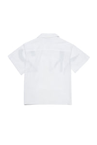 White poplin shirt with sectioned logo