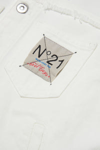 Natural white denim jacket with logo on the back
