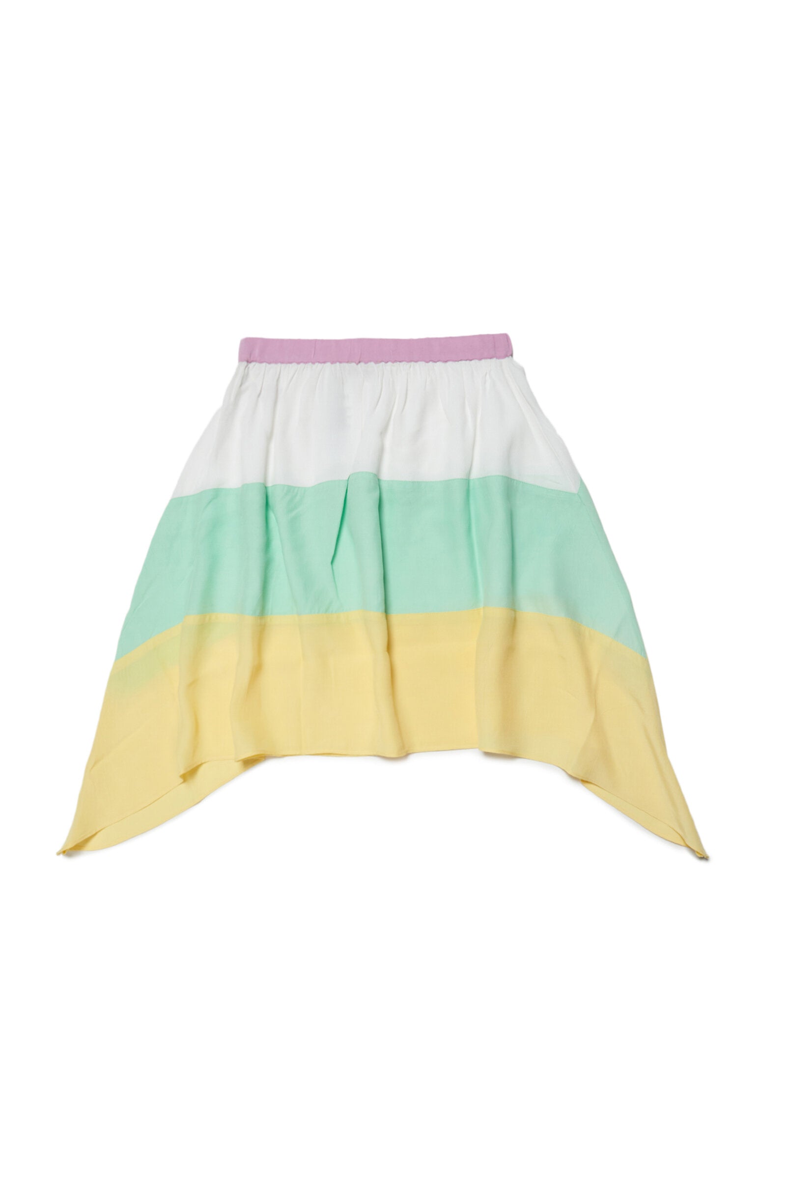 Multicoloured asymmetrical midi skirt in crêpe with embroidered logo