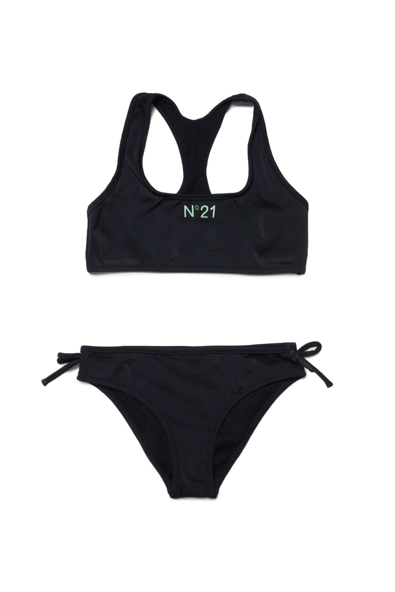 Black lycra bikini swimming costume with logo 