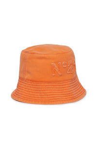 Fluo orange fisherman's cap in gabardine with logo
