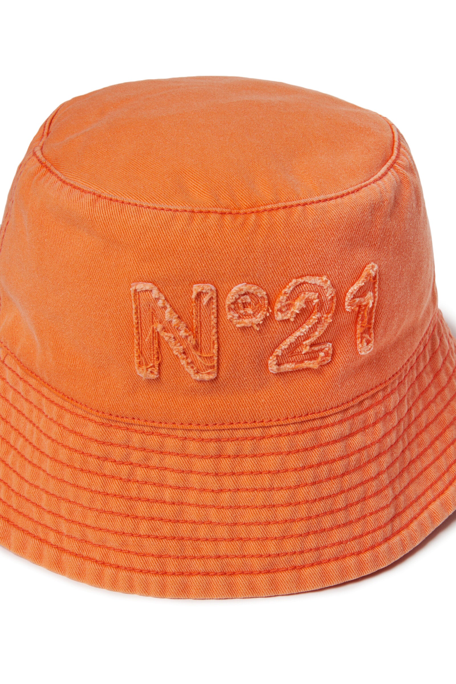 Fluo orange fisherman's cap in gabardine with logo