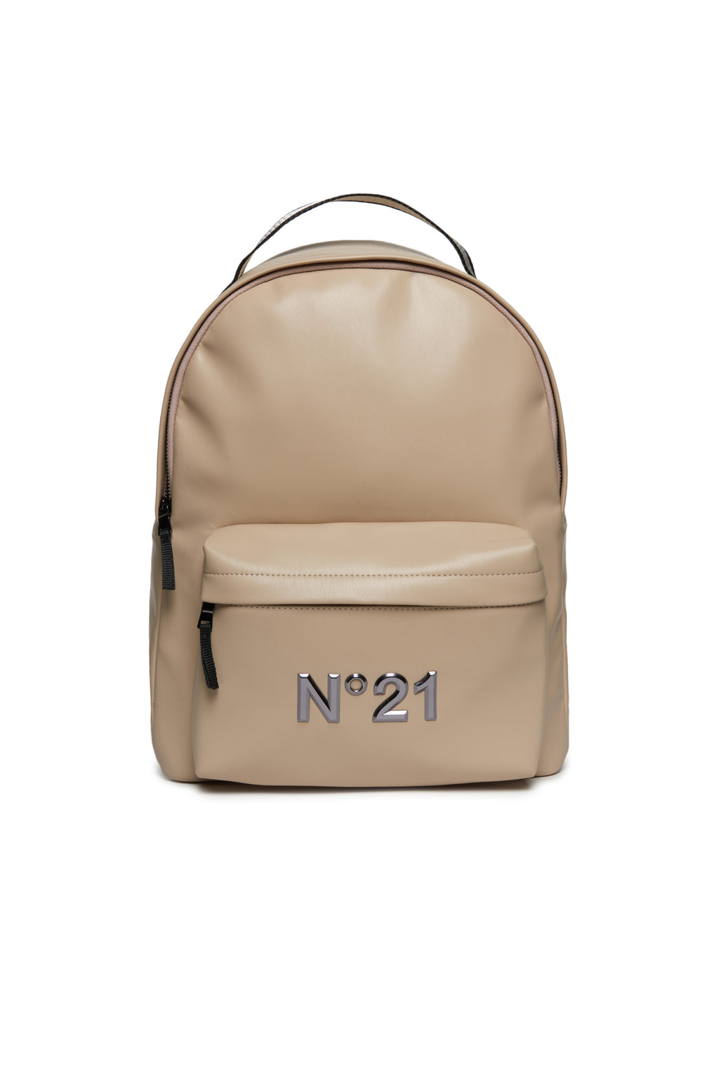 Beige backpack in soft leatherette with logo