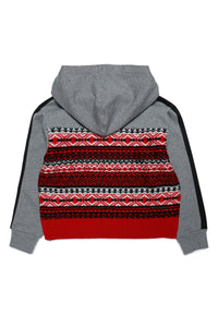 Norwegian-style wool-blend knit hooded sweater