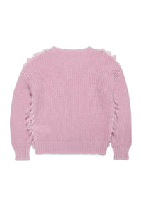 Fur-effect wool-blend mohair crew-neck sweater