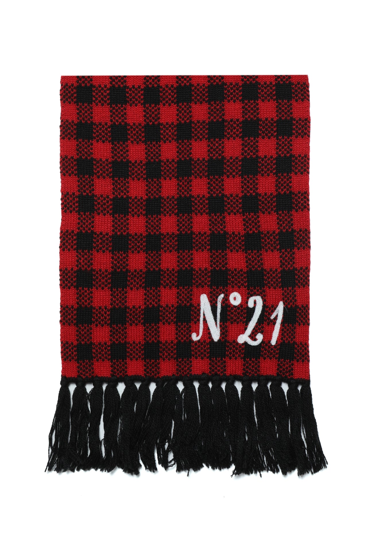 Vichy check wool-blend scarf 