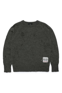 Vintage-effect wool-blend crew-neck sweater