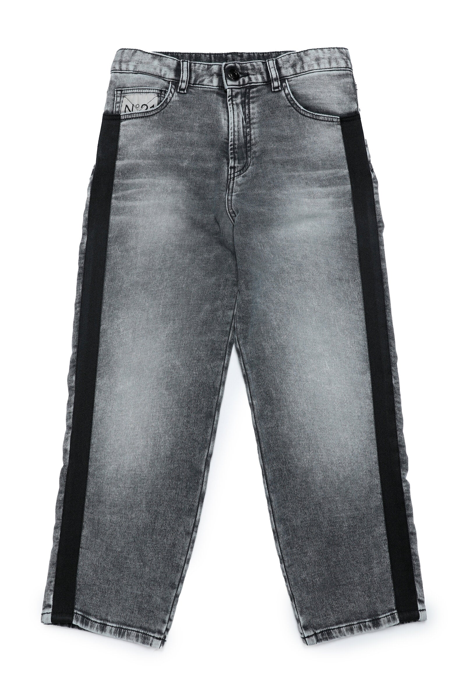 Five-pocket pants in shaded black JoggJeans® with bands