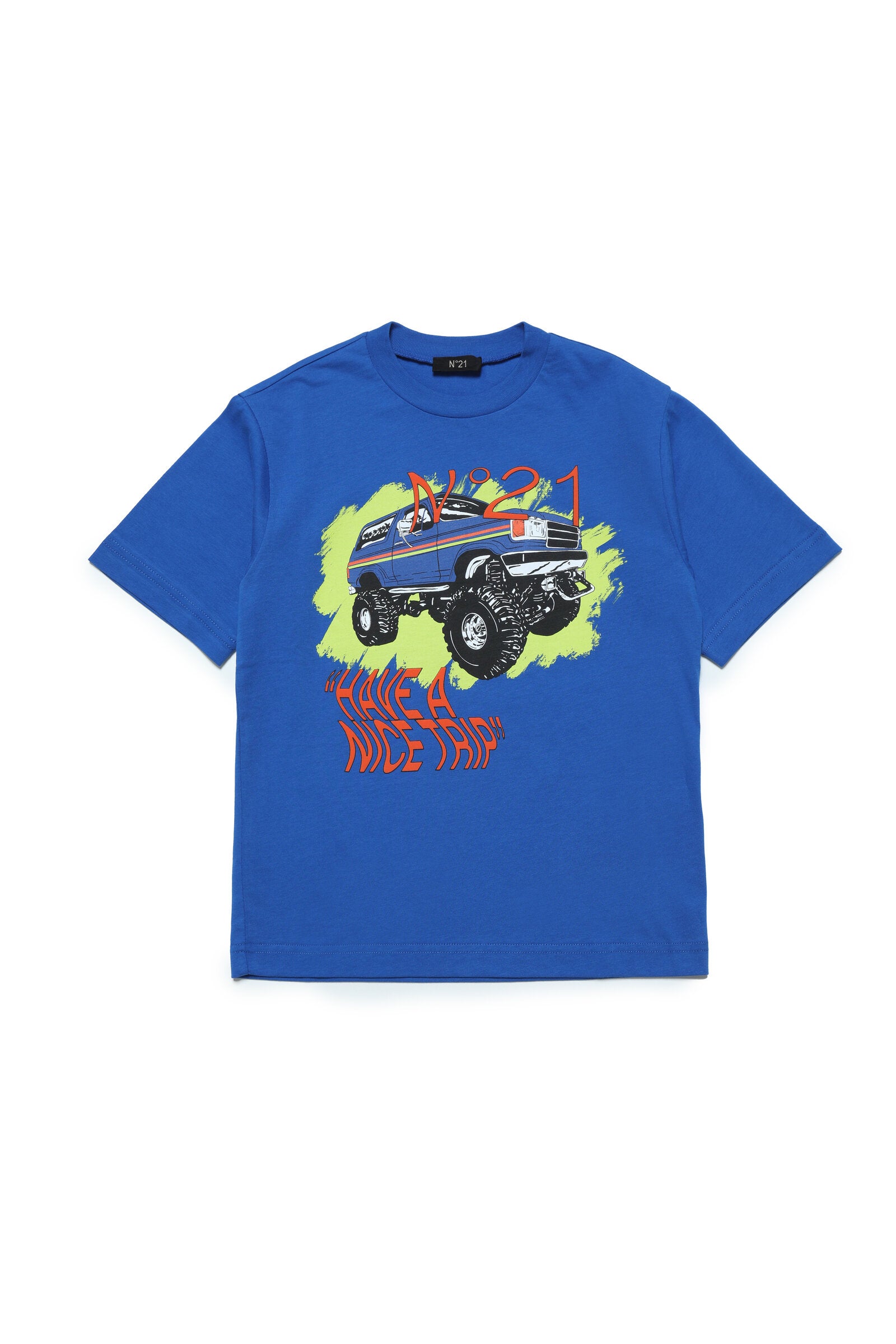 Crew-neck jersey T-shirt with off-road print