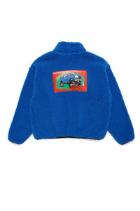 Teddy sweatshirt with zip and off-road patch