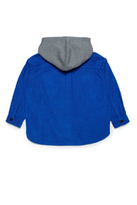 Velvet overshirt with cotton hood