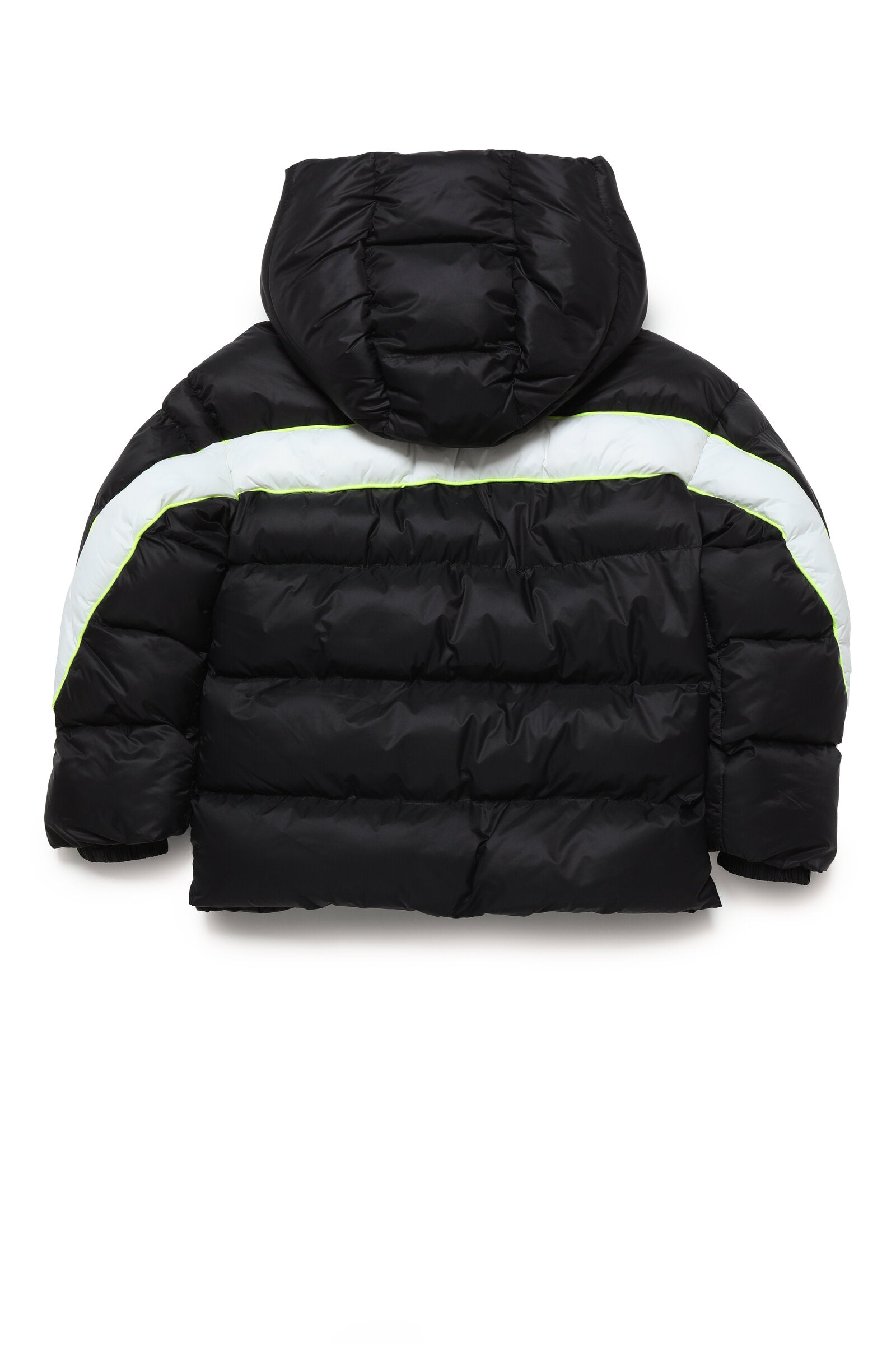 Hooded padded jacket with colorblock details