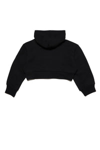 Cotton cropped hooded sweatshirt with logo