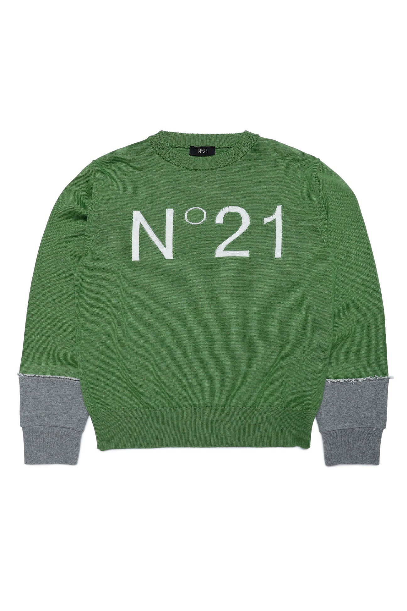 Wool-blend crew-neck sweater with logo 