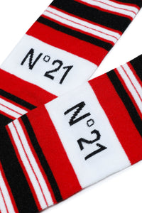 Striped cotton blend socks with logo