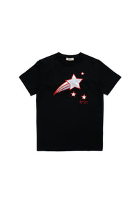 Crew-neck jersey T-shirt with starry graphics