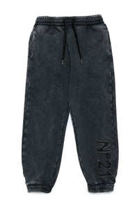 Jogger pants in fleece with marbled effect