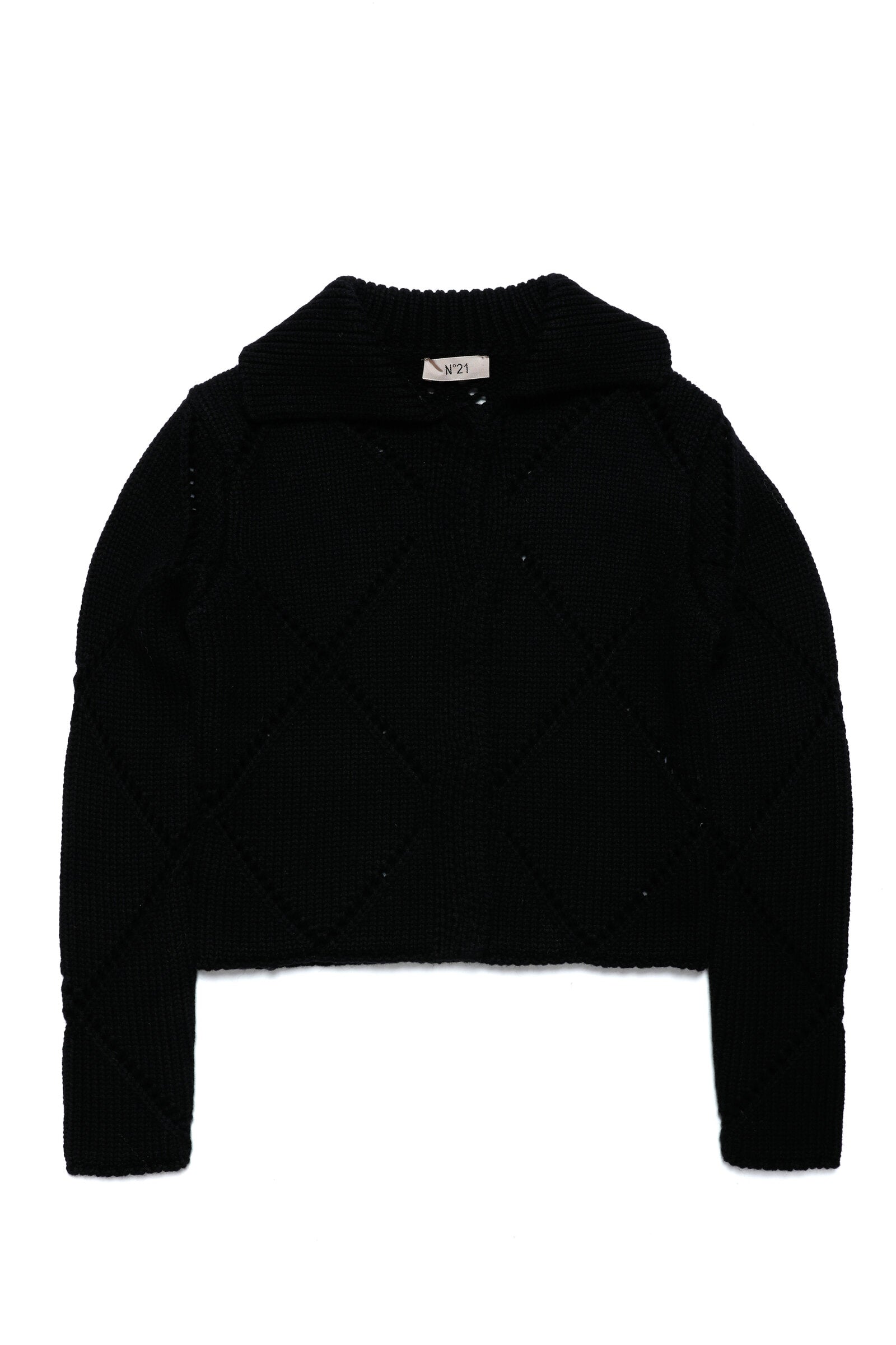 Wool-blend collared sweater with diamond workmanship