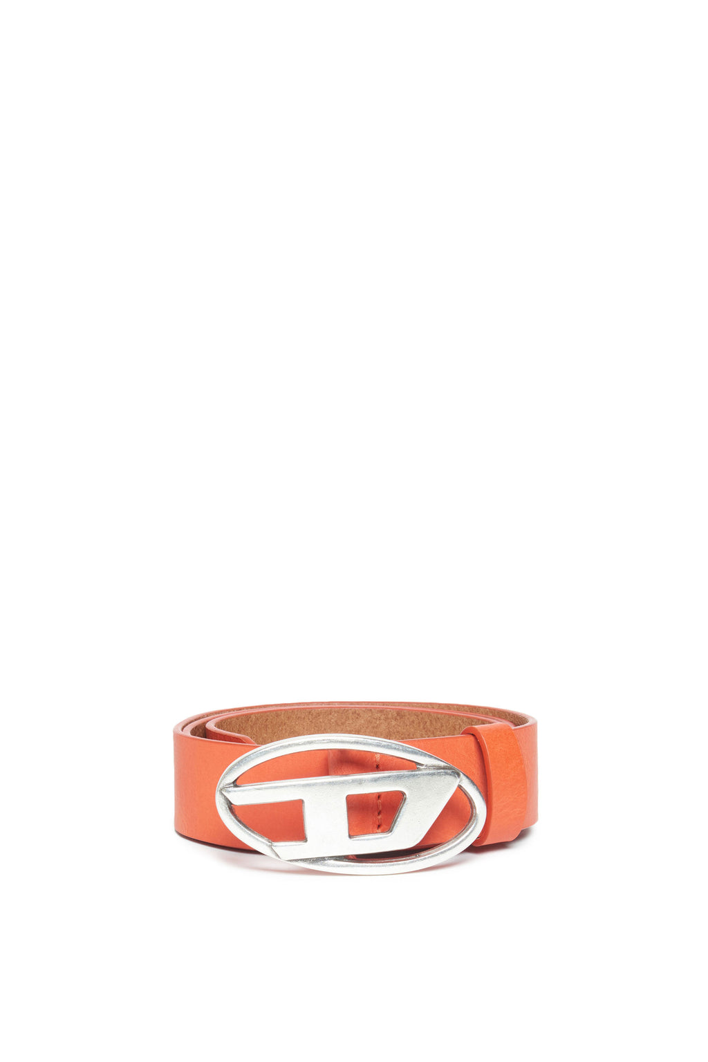 Red leather belt with logo