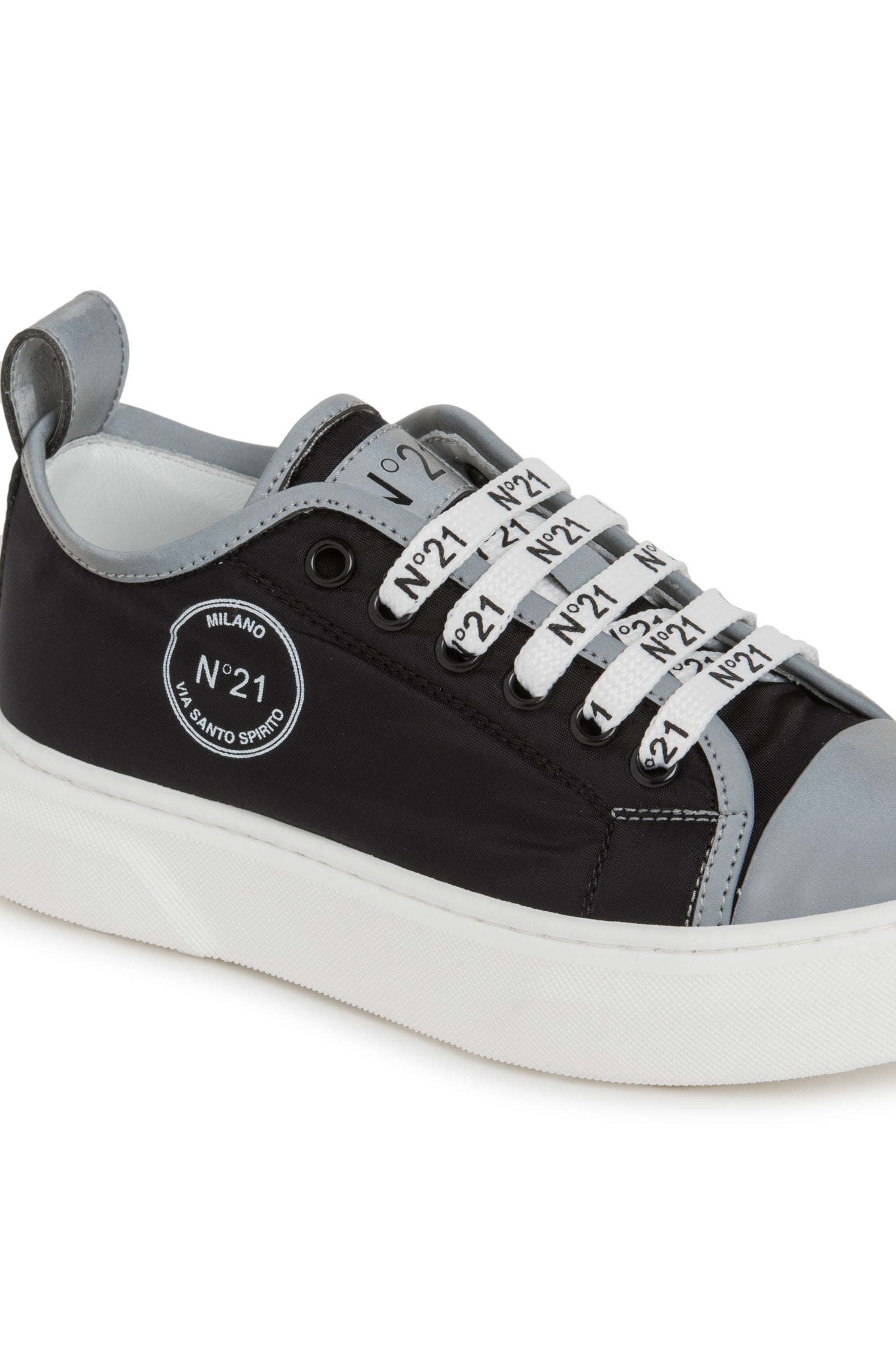 Leather Sneakers With Rubberized Sole And Toe