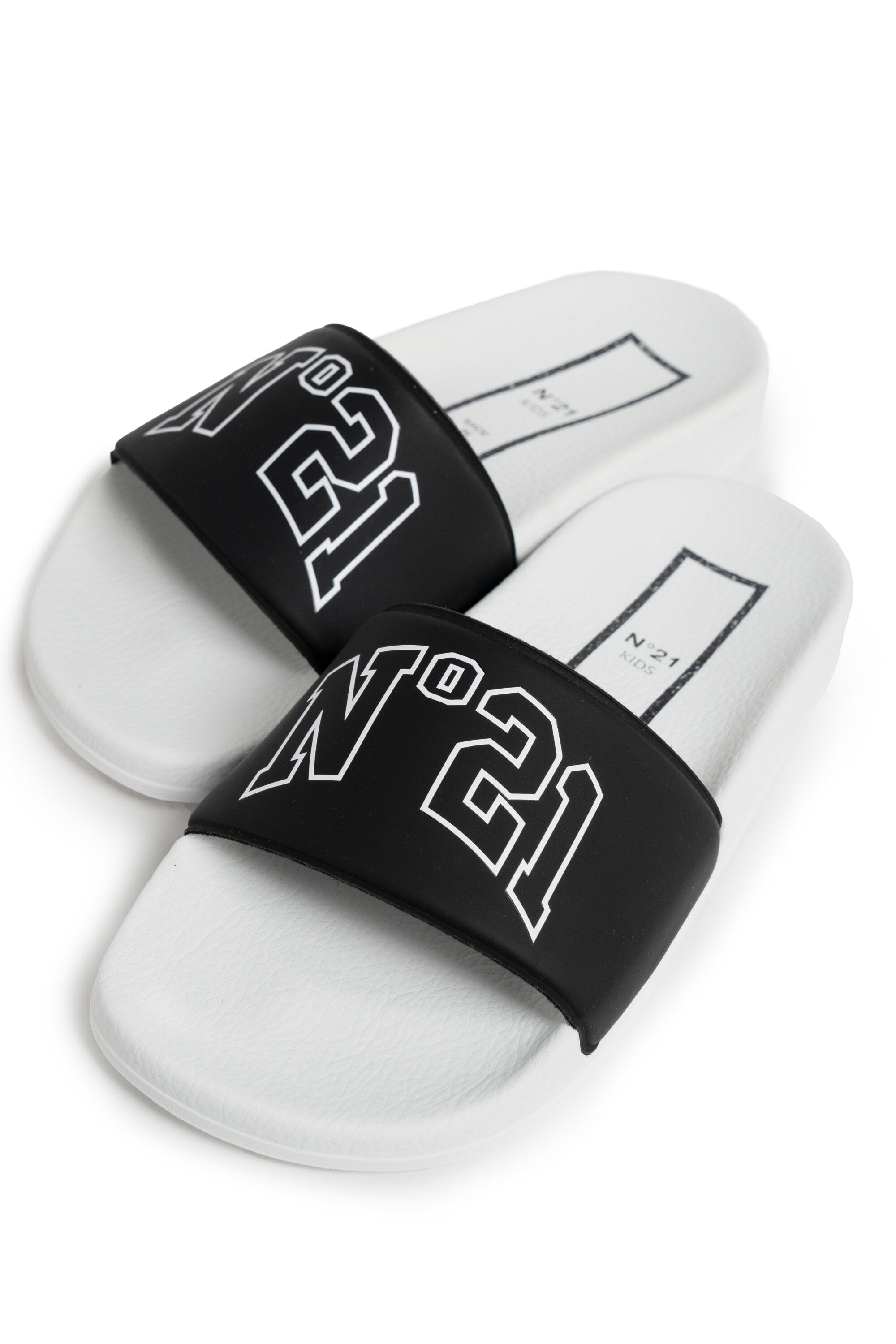 Black slide slippers with logo