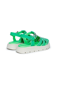 Green fisherman's sandals with logo