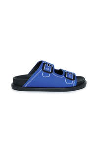 Blue trompe-l'oeil jacquard fussbett slide slippers