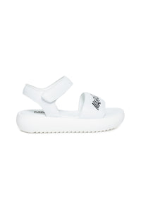 MM6 unisex white sandals with chunky sole and maxi-logo for